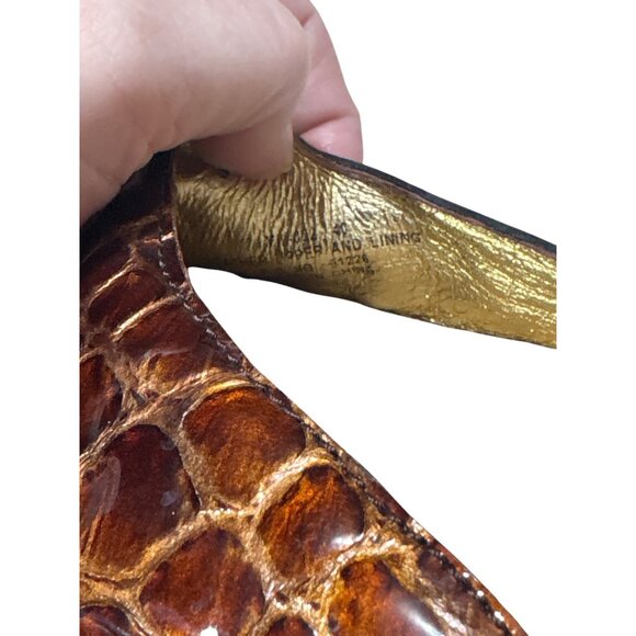 Alegria Brown Croc-Embossed Leather Sandals Womens Size 9.5-10 With Buckle Detai - Picture 7 of 8